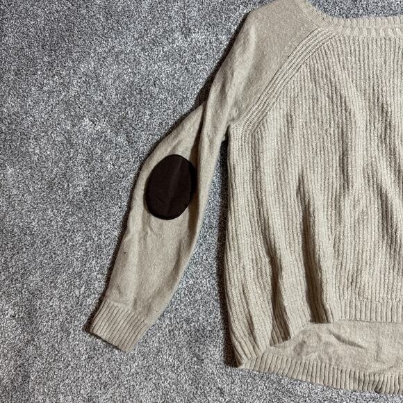 Factory Warmspun Swingy Elbow Patch Sweater Womens Medium Wool Blend Grandpacore - Picture 4 of 9